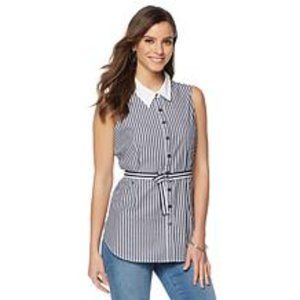 DG2 by Diane Gilman 3X Sleeveless Striped Blouse